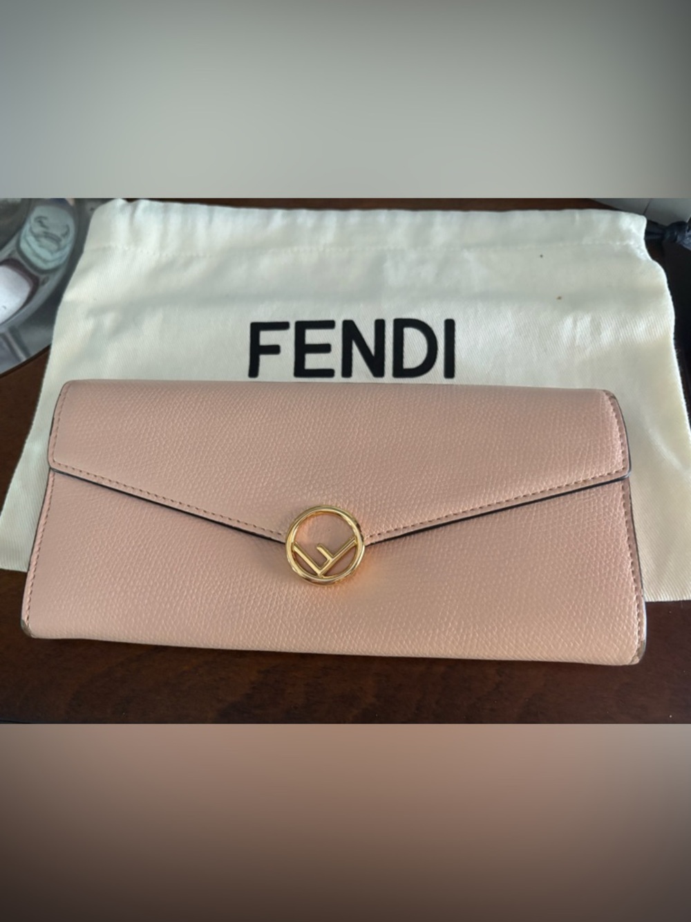 FENDI authentic pink nude leather long Continental wallet